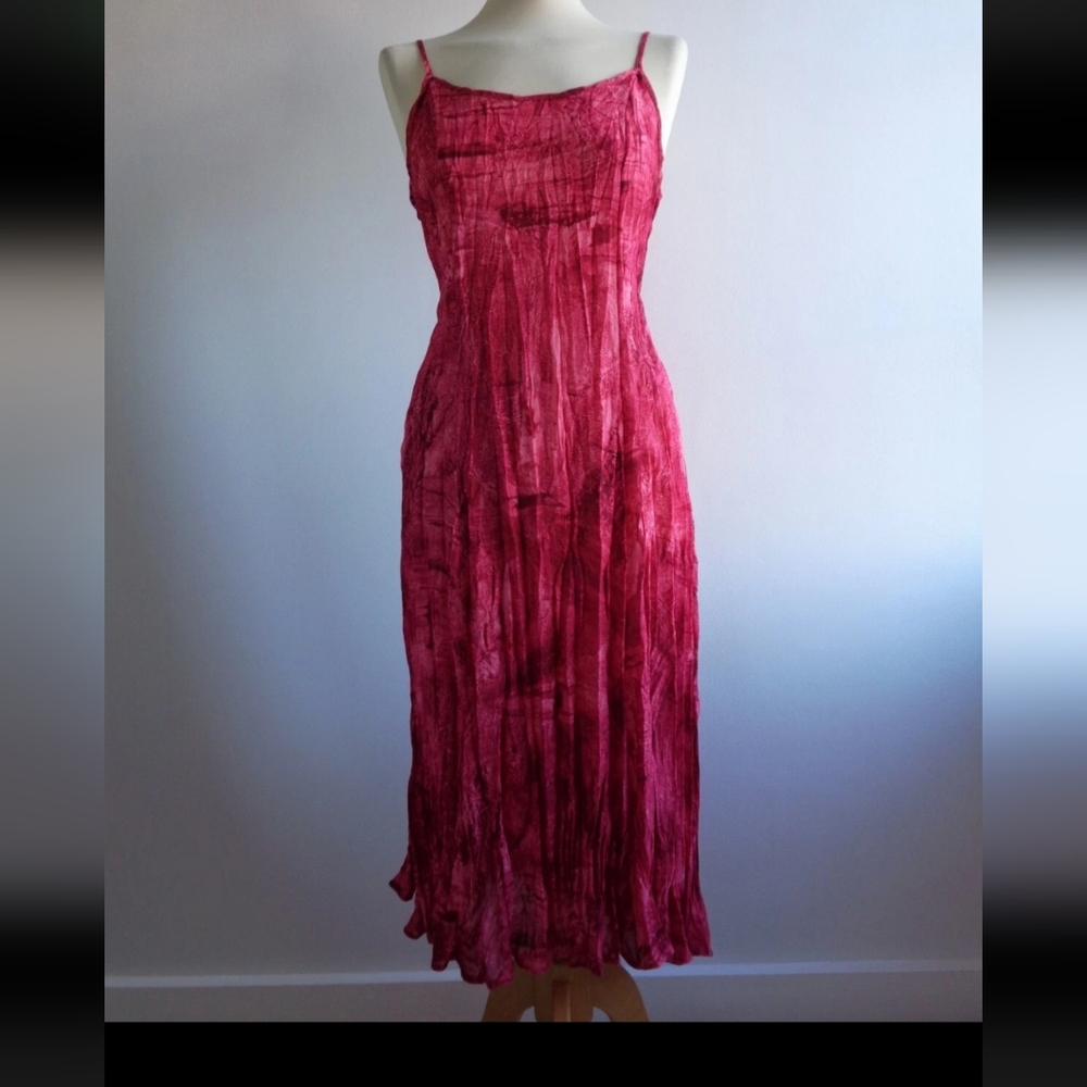 Vintage St. Michael by Marks & Spencer Pink Crinkle Maxi Dress - Y2K Aesthetic
